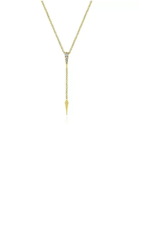 14K Yellow Gold Diamond Pavé Y Necklace with Kite Drop  G14617