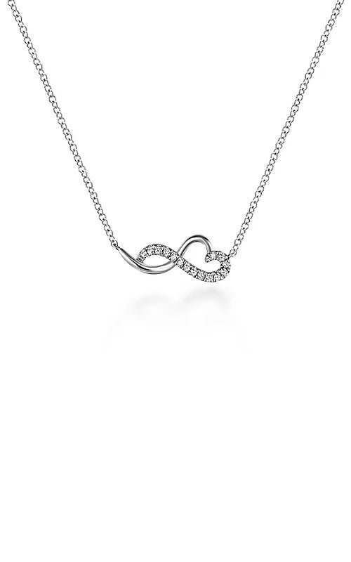 14K White Gold Diamond Infinity Heart Pendant Necklace  G14127