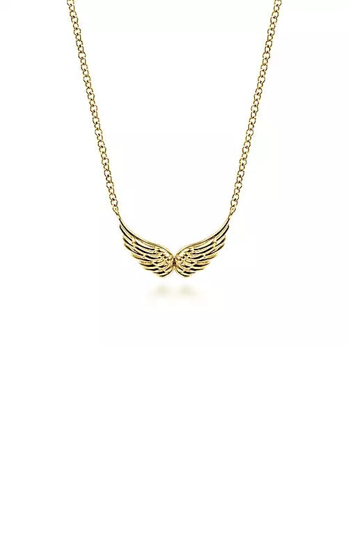 14K Yellow Gold Angel Wings Necklace  G14618