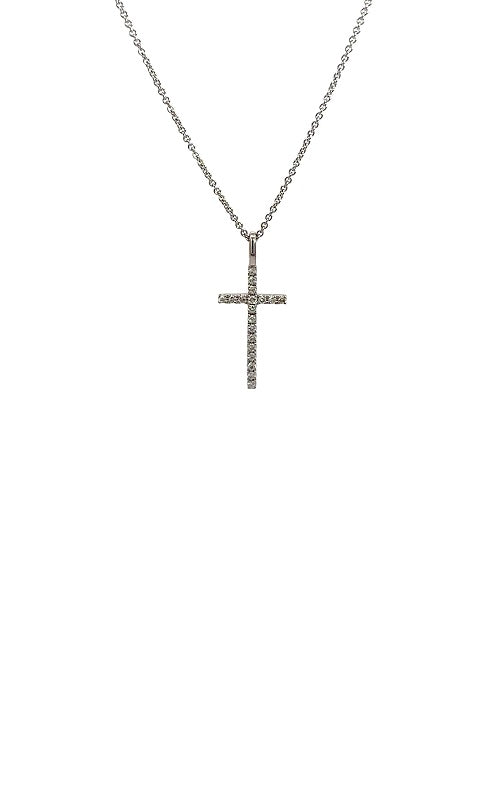 14K WHITE GOLD DIAMOND CROSS PENDANT G16479