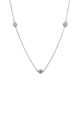14K WHITE GOLD LAB GROWN DIAMOND STATION NECKLACE  G16636