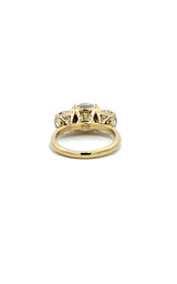 14K YELLOW GOLD THREE STONE LAB GROWN DIAMONDS ENGAGEMENT RING G16658