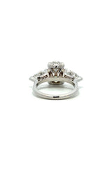 14K WHITE GOLD THREE STONE LAB GROWN DIAMONDS ENGAGEMENT RING G16657