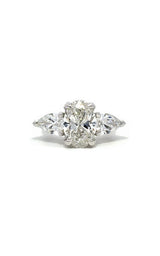 14K WHITE GOLD THREE STONE LAB GROWN DIAMONDS ENGAGEMENT RING G16657