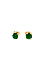 14K YELLOW GOLD EMERALD STUD EARRINGS  G16729