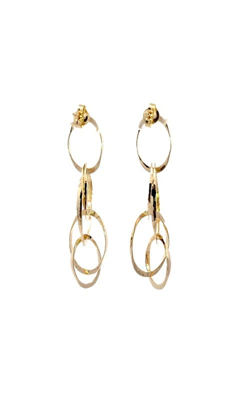 14K YELLOW GOLD HAMMERED TEXTURE DROP EARRINGS  G14764