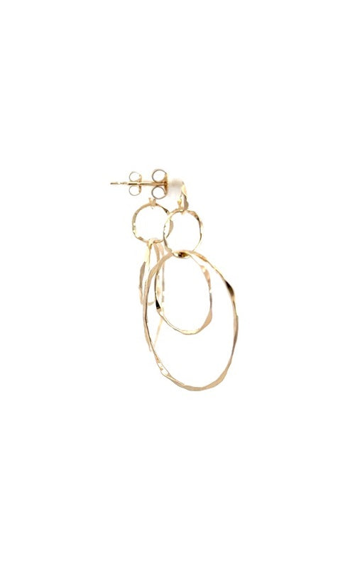 14K YELLOW GOLD HAMMERED TEXTURE DANGLE EARRINGS  G14763