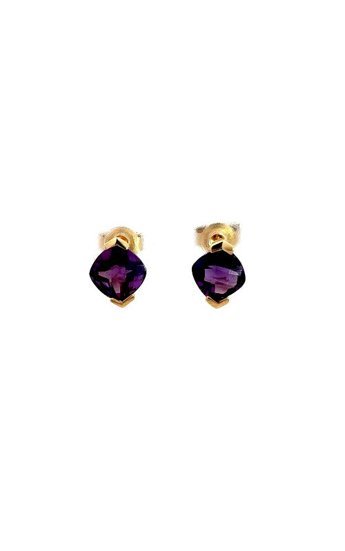 14K YELLOW GOLD AMETHYST EARRINGS  G16302