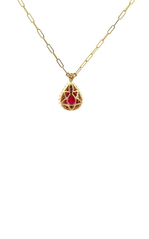 14K YELLOW GOLD RUBY AND DIAMOND PENDANT  G16146