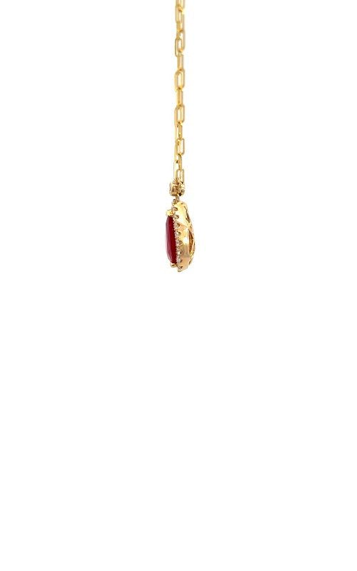 14K YELLOW GOLD RUBY AND DIAMOND PENDANT  G16146