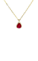 14K YELLOW GOLD RUBY AND DIAMOND PENDANT  G16146