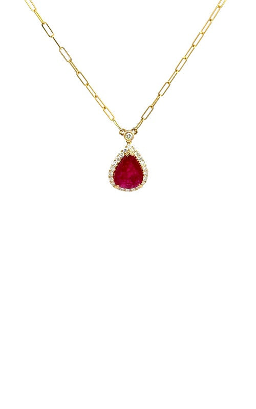 14K YELLOW GOLD RUBY AND DIAMOND PENDANT  G16146