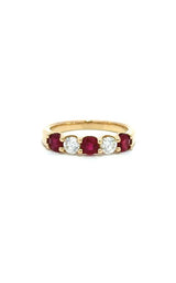 14K YELLOW GOLD RUBY AND DIAMONDS BAND  G16148