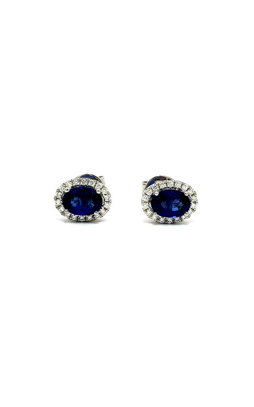 18K WHITE GOLD SAPPHIRE HALO EARRINGS  G16014