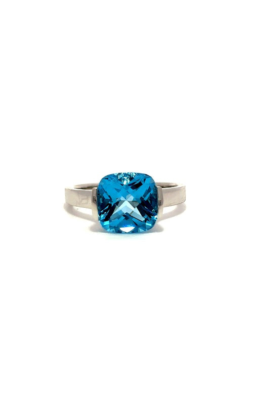 14K WHITE GOLD BLUE TOPAZ RING G16012