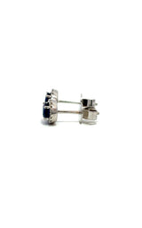 18K WHITE GOLD SAPPHIRE HALO EARRINGS  G16014
