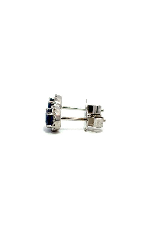 18K WHITE GOLD SAPPHIRE HALO EARRINGS  G16014