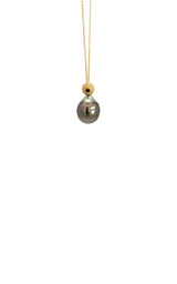 14K YELLOW GOLD TAHITIAN PEARL NECKLACE  G16175