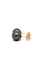 14K YELLOW GOLD TAHITIAN PEARLS STUD EARRINGS - 8-8.5MM  G16174