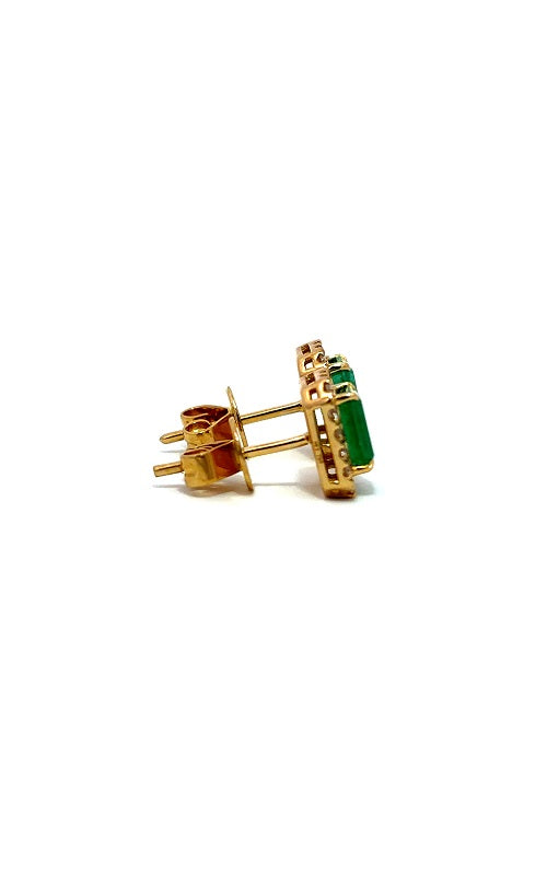 18K YELLOW GOLD EMERALD STUD EARRINGS  G16013
