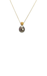 14K YELLOW GOLD TAHITIAN PEARL NECKLACE  G16175