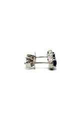 18K WHITE GOLD SAPPHIRE HALO EARRINGS  G16014