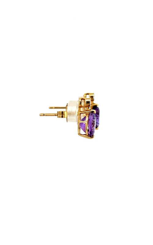 14K YELLOW GOLD GARNET EARRINGS G16008