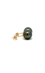 14K YELLOW GOLD TAHITIAN PEARLS STUD EARRINGS - 8-8.5MM  G16174