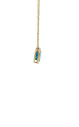 14K YELLOW GOLD SOLITAIRE BLUE TOPAZ NECKLACE   G15598