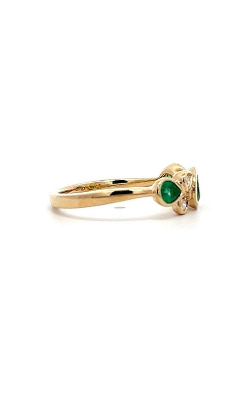 14K YELLOW GOLD EMERALD AND DIAMONDS RING  G15592