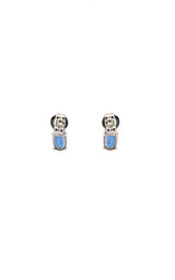 14K WHITE GOLD BLUE SAPPHIRE STUD EARRINGS  G15343