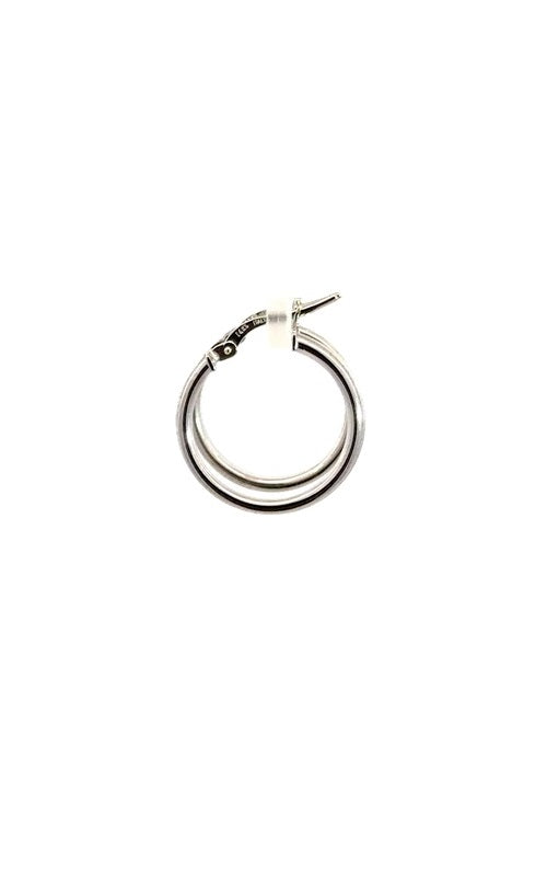 Pair of silver hoop earrings with a hinged closure.