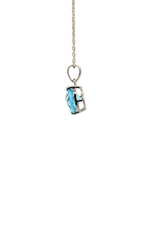 14K WHITE GOLD BLUE TOPAZ PENDANT  G15345