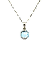 14K WHITE GOLD BLUE TOPAZ PENDANT  G15345