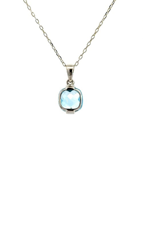 14K WHITE GOLD BLUE TOPAZ PENDANT  G15345