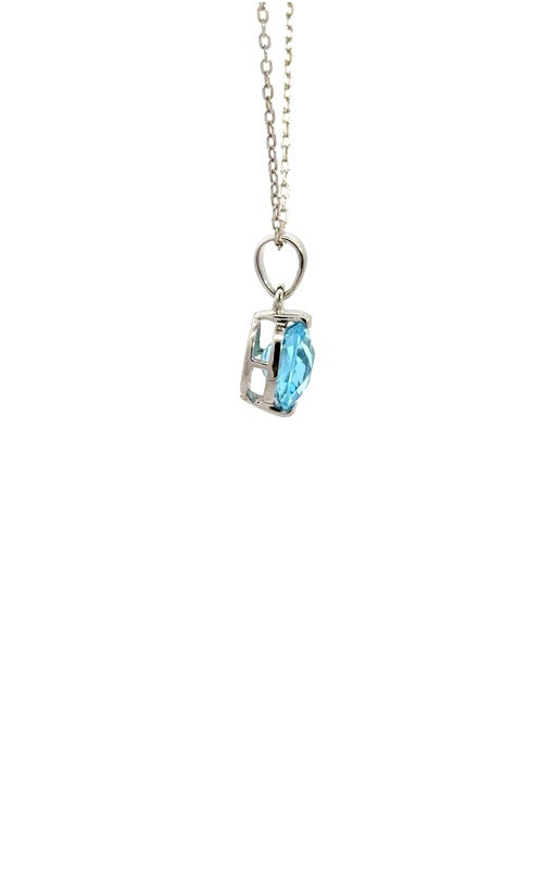 14K WHITE GOLD BLUE TOPAZ PENDANT  G15345