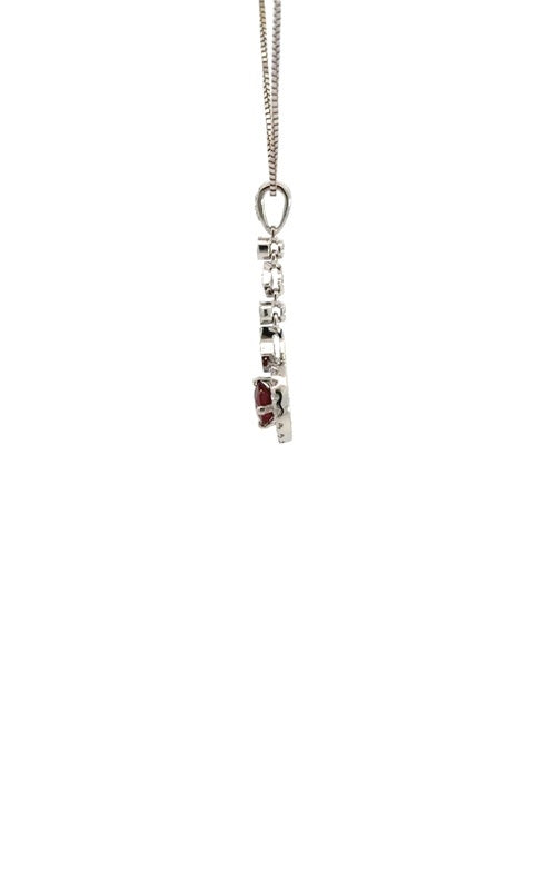 18K WHITE GOLD RUBY AND DIAMOND PENDANT  G15347