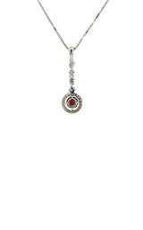 18K WHITE GOLD RUBY AND DIAMOND PENDANT  G15347