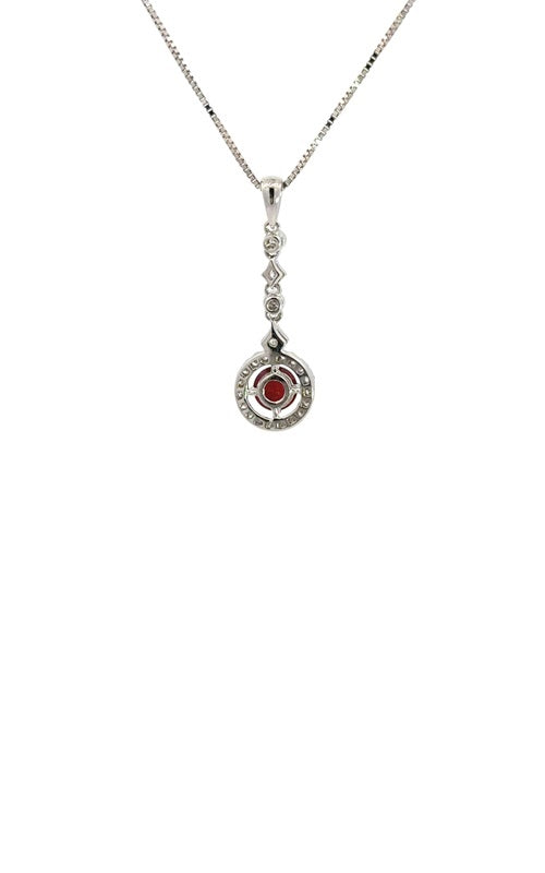 18K WHITE GOLD RUBY AND DIAMOND PENDANT  G15347