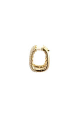 14K YELLOW GOLD GEOMETRIC  DIAMOND HOOP EARRINGS G15321