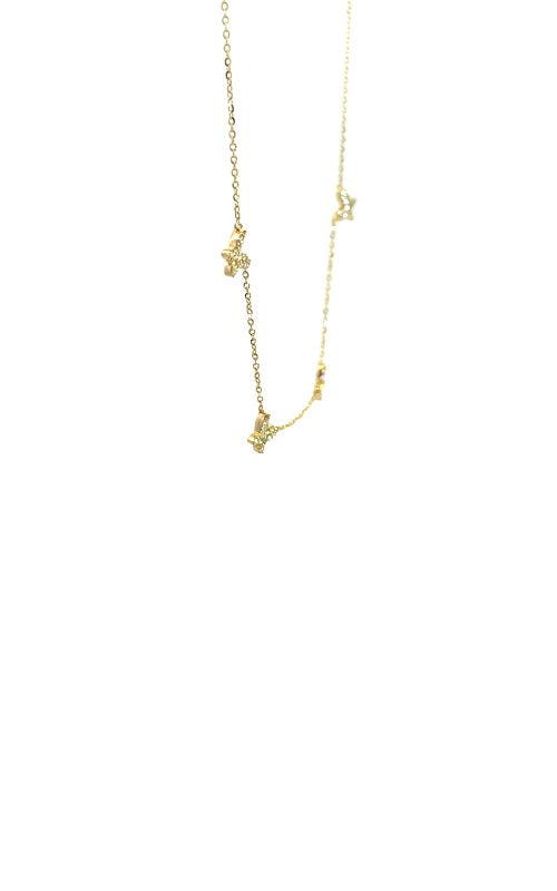 14K YELLOW GOLD BUTTERFLY DIAMONDS NECKLACE   G16151
