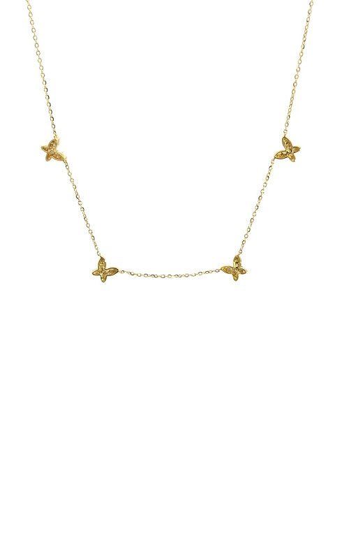 14K YELLOW GOLD BUTTERFLY DIAMONDS NECKLACE   G16151
