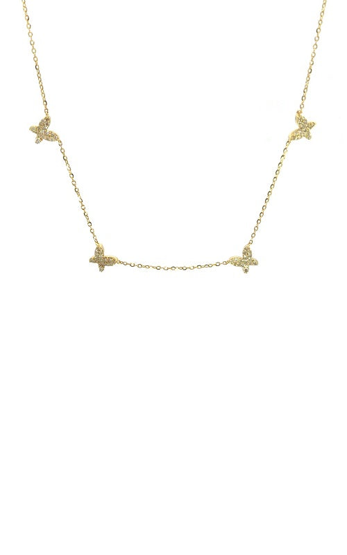 14K YELLOW GOLD BUTTERFLY DIAMONDS NECKLACE   G16151