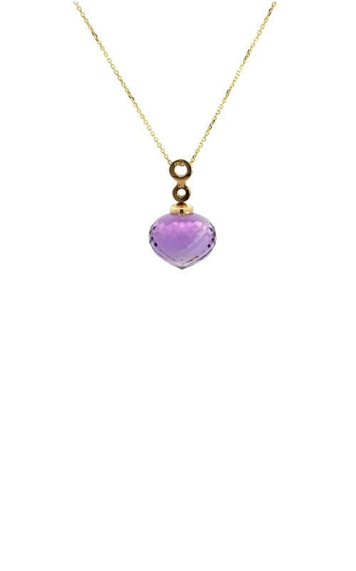 14K YELLOW  GOLD  AMETHYST AND DIAMONDS NECKLACE G15356