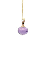 14K YELLOW  GOLD  AMETHYST AND DIAMONDS NECKLACE G15356