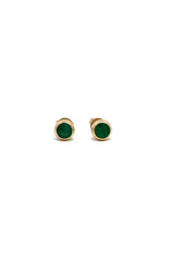 14K YELLOW GOLD BEZEL EMERALD STUD EARRINGS  G17226