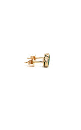 14K YELLOW GOLD BEZEL EMERALD STUD EARRINGS  G17226