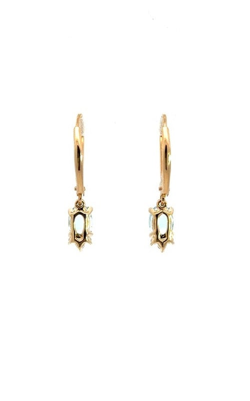 14K YELLOW GOLD AQUAMARINE DANGLE EARRINGS  G15338