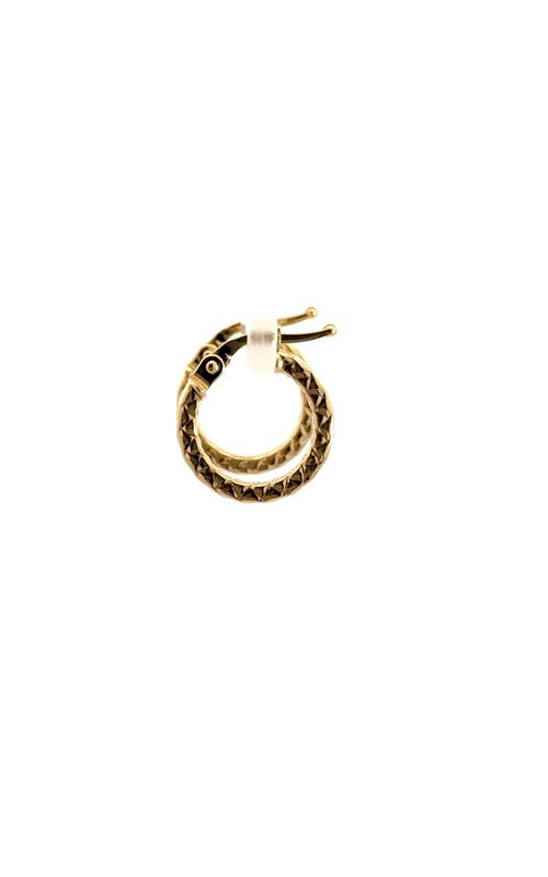 14K YELLOW GOLD 15MM DIAMOND CUT HOOP EARRINGS  G15367