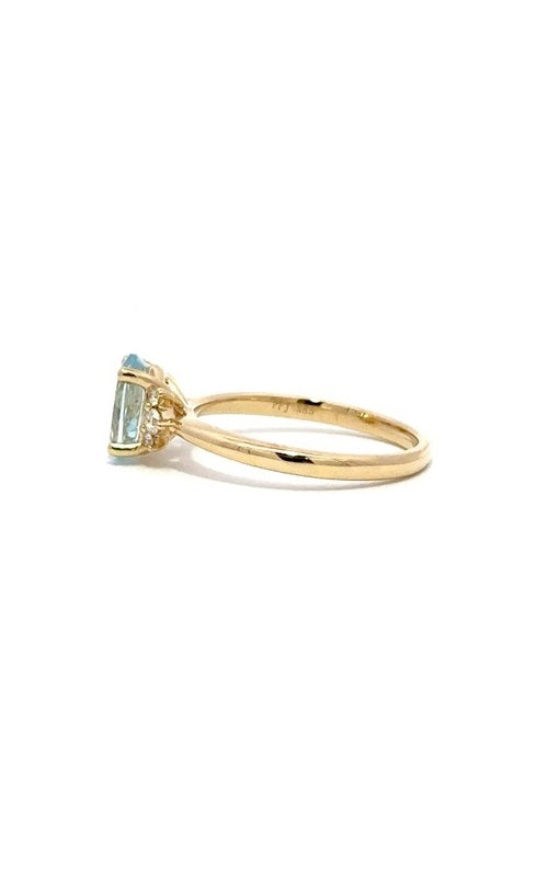 14k YELLOW GOLD AQUAMARINE RING G15340